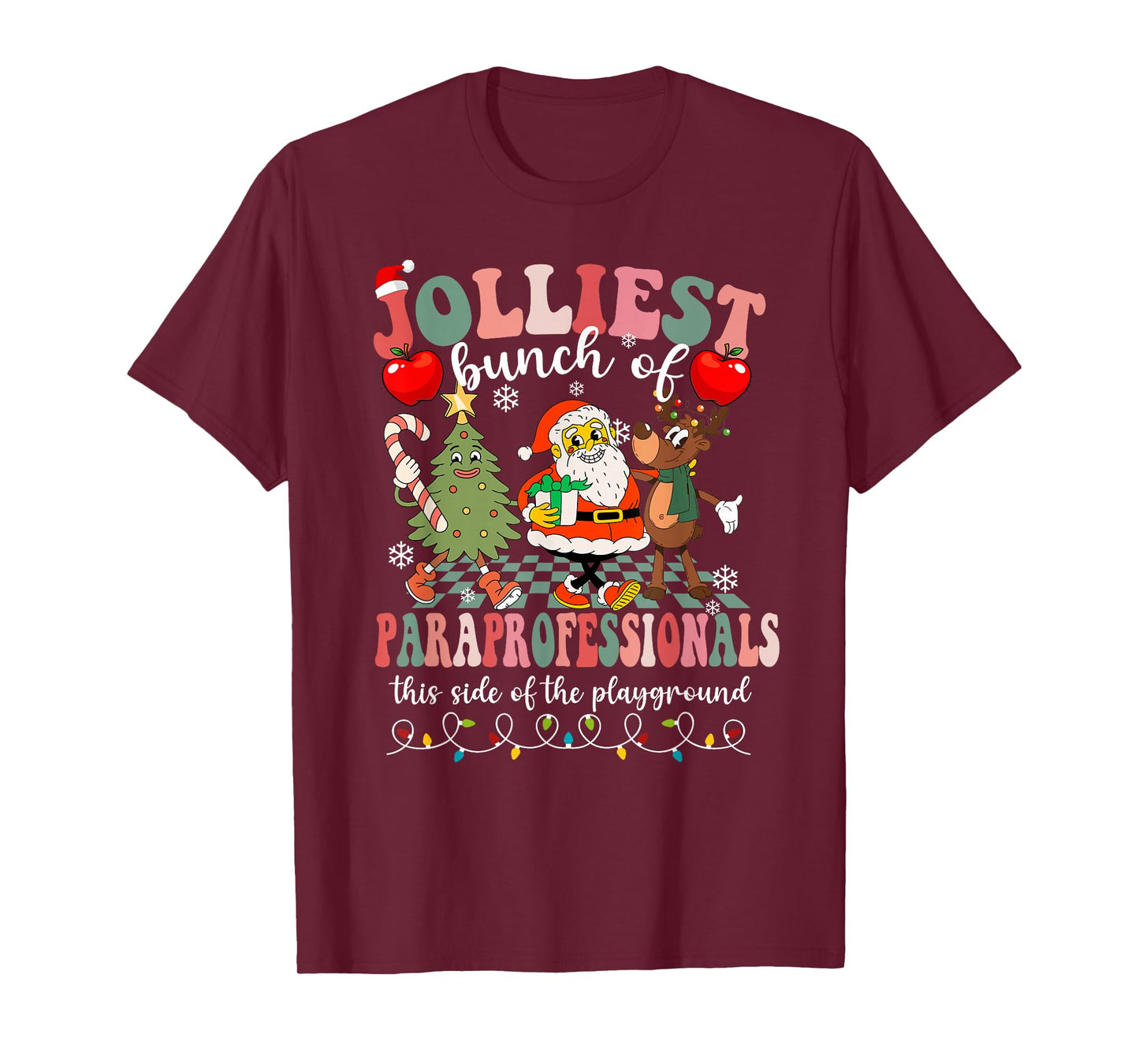 Funny Christmas Xmas Pjs Jolliest Bunch of Paraprofessionals T-Shirt