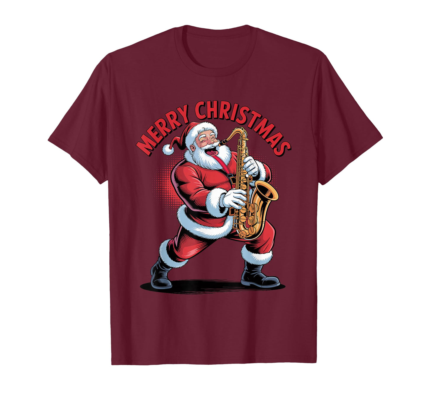 Santa Playing Saxophone Funny Holiday Christmas Xmas Pajama T-Shirt
