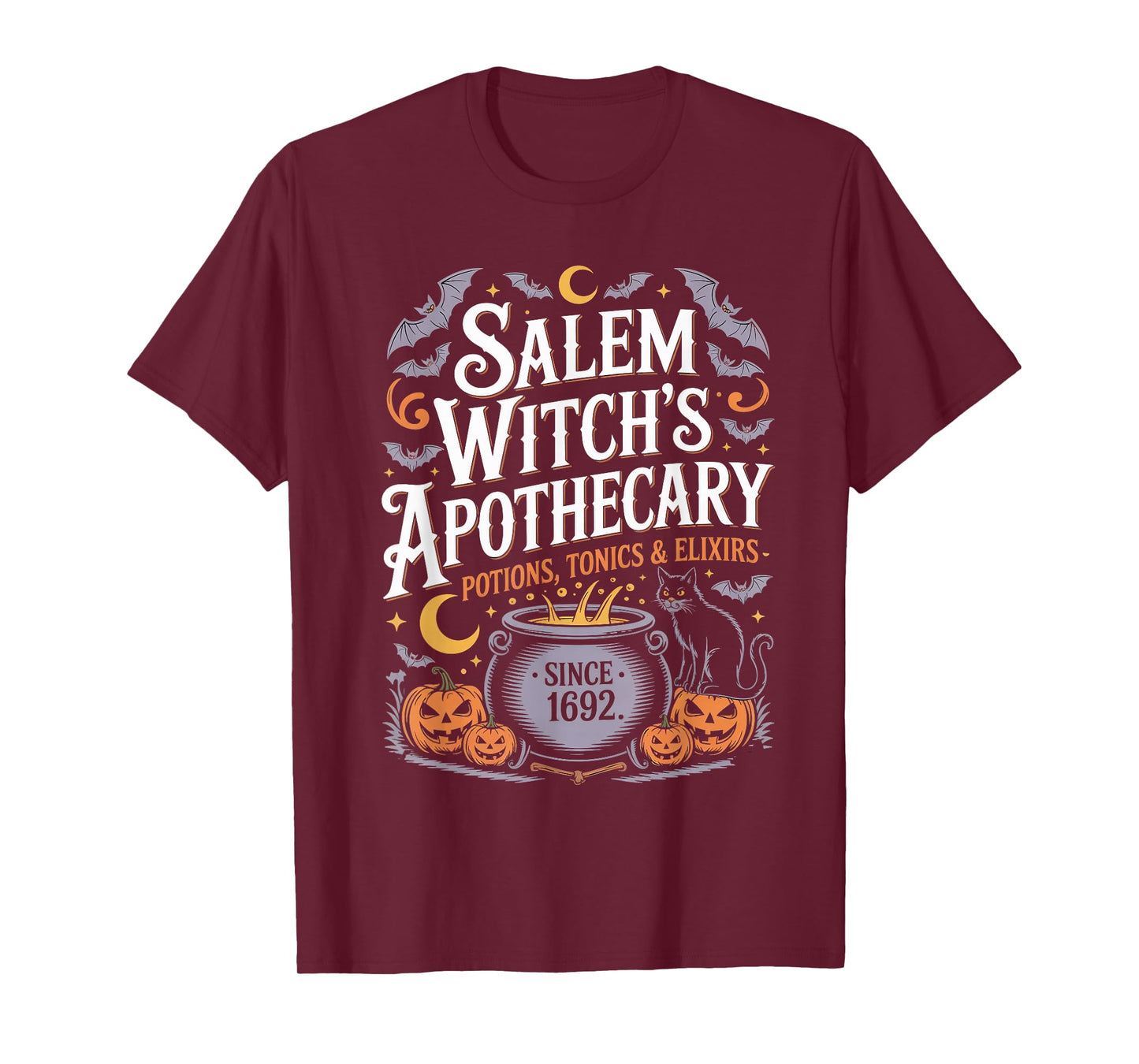 Vintage Salem Witch's Apothecary Potions Elixirs Halloween T-Shirt