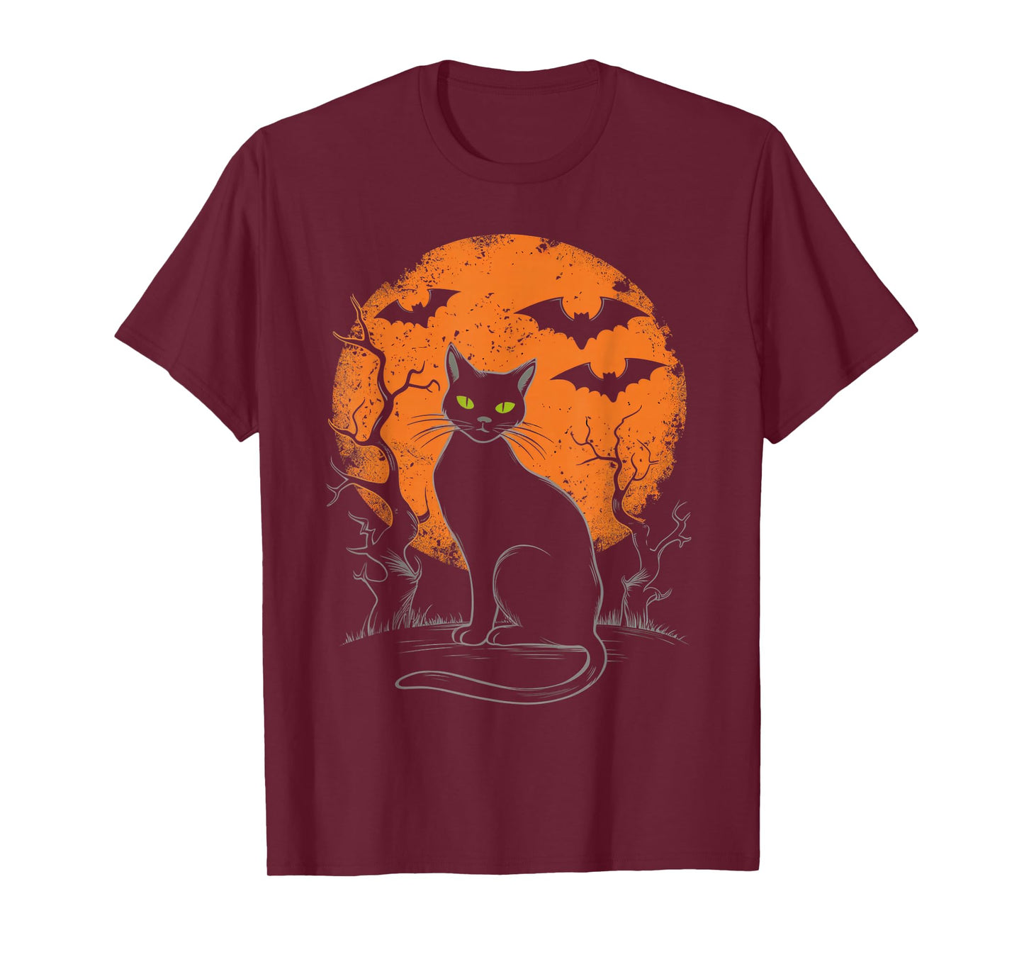 Vintage Halloween Moon Cat Graphic Retro Scary Black Cat Men T-Shirt