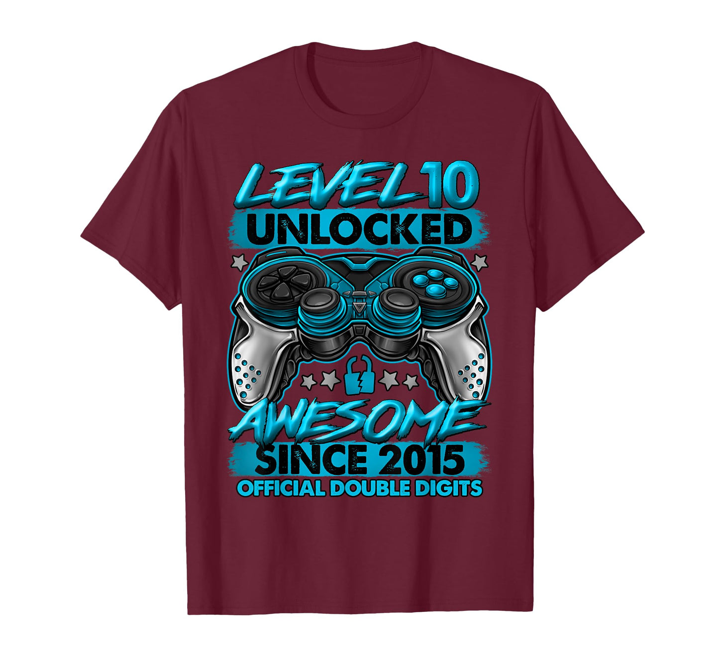 Official Double Digits Level 10 Unlocked 10th Birthday Boy T-Shirt