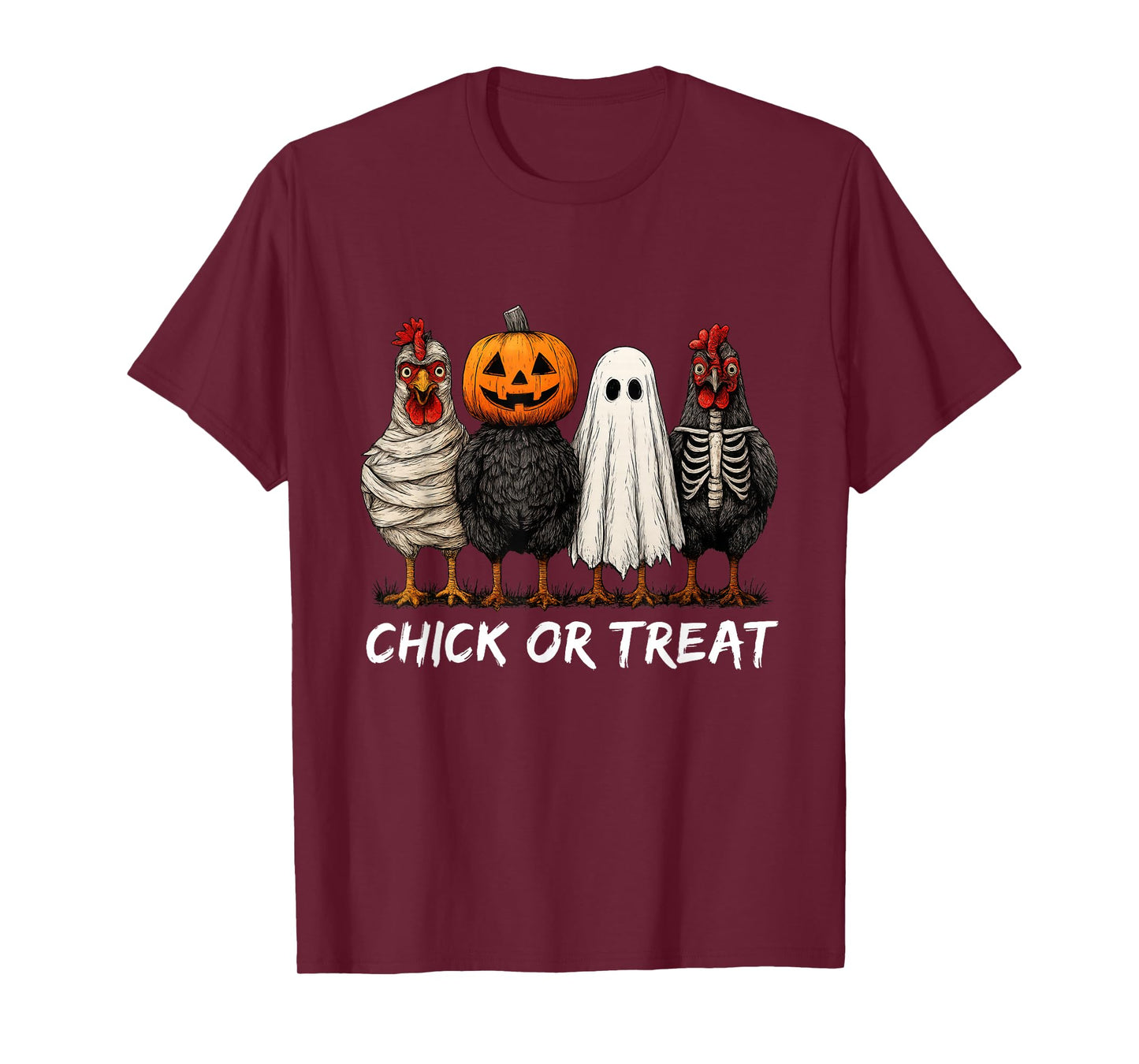 Chick Or Treat Halloween Pumpkin Ghost Spooky Funny Chicken T-Shirt