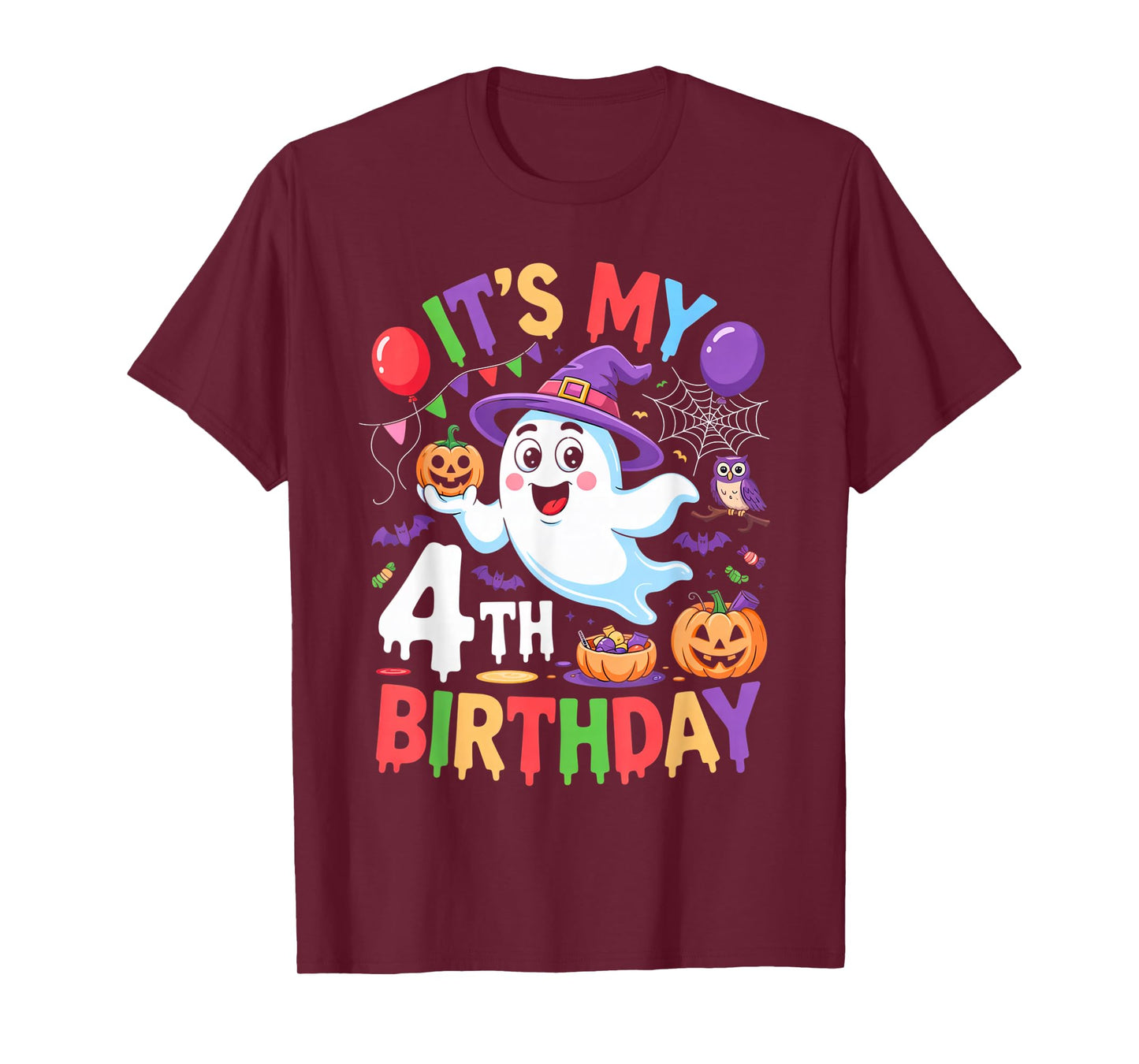 It’s My 4th Birthday Ghost Halloween Outfit for Kids Party T-Shirt