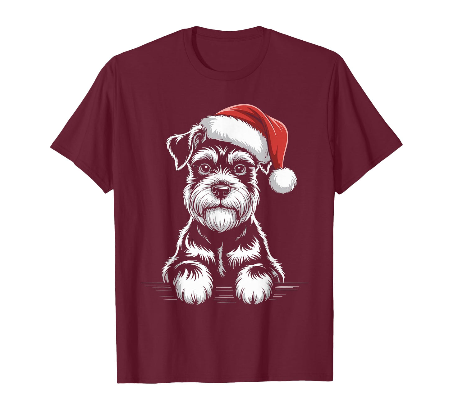 Cute Schnauzer Christmas Santa Hat Dog Lover Xmas T-Shirt