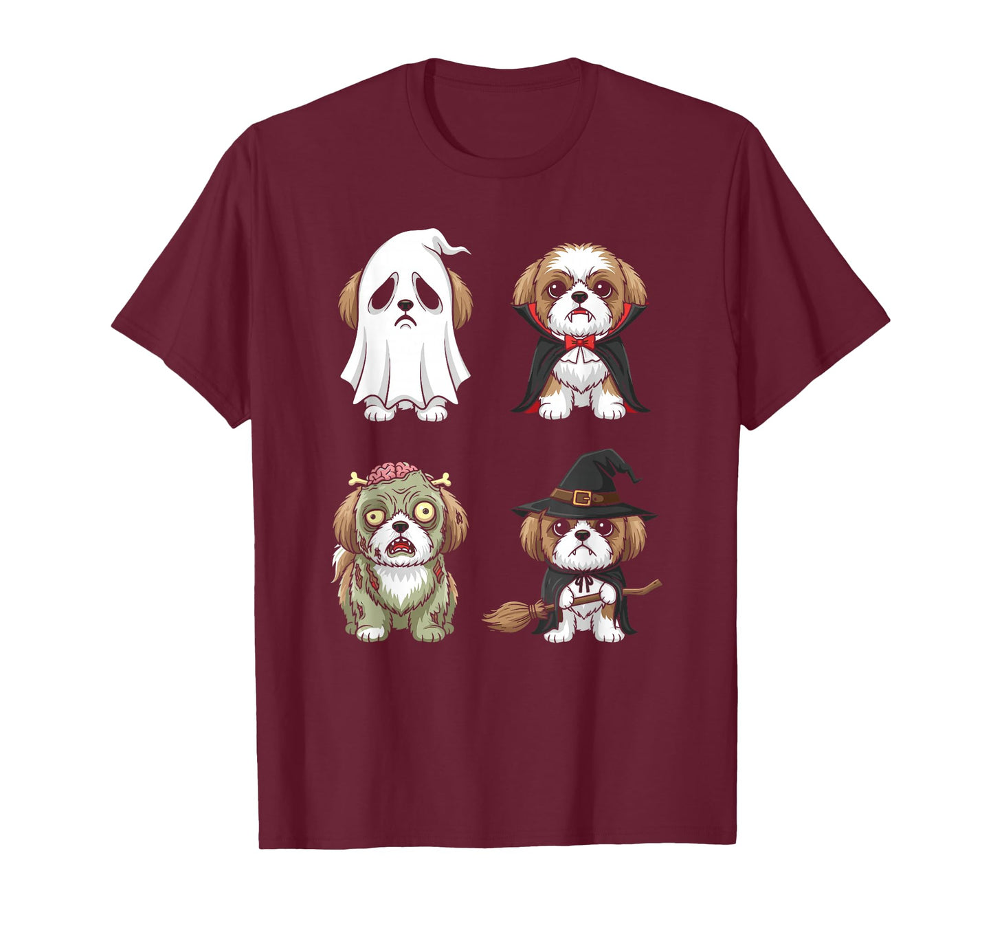 Halloween Dog Costumes Graphic Ghost Vampire Zombie Witch T-Shirt