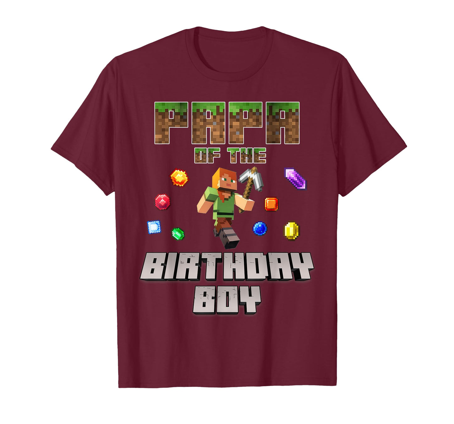 Papa Of The Birthday Boy Video Gamer Pixel Number T-Shirt