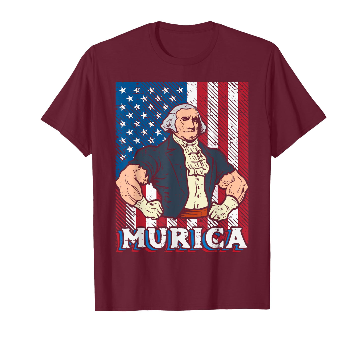 4th July Buff George Washington Murica Gym Patriot Men Women T-Shirt