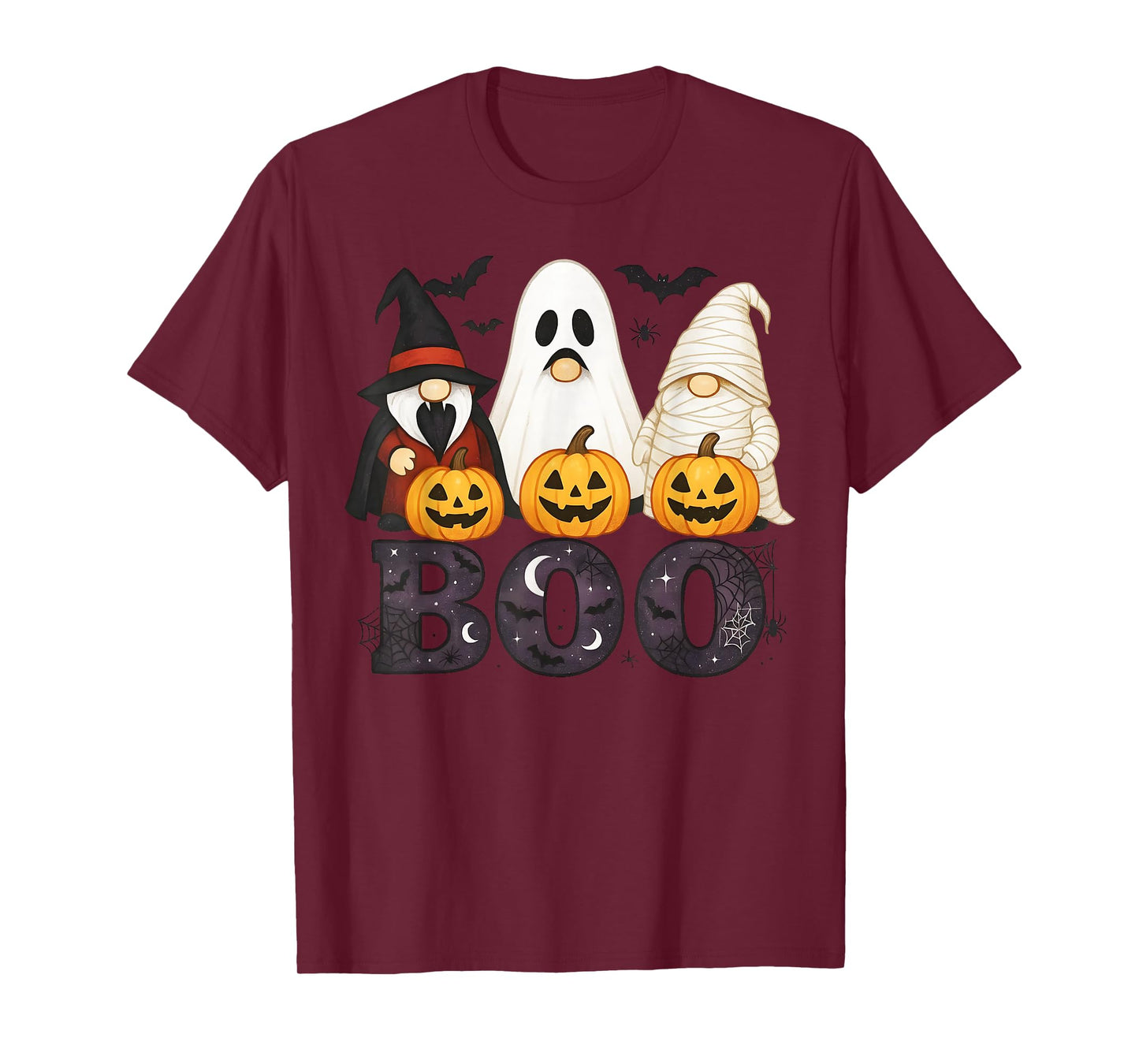 Spooky Cute Boo Witch Gnome Halloween Pumpkins Spiders Women T-Shirt