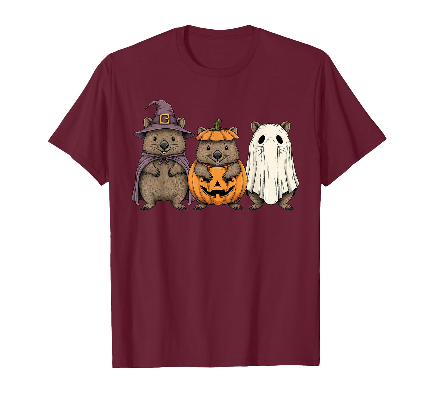 Spooky Ghost Wombat Lover Pumpkin Halloween T-Shirt