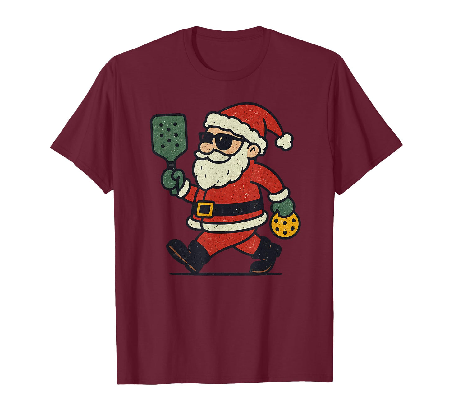 Santa Playing Pickleball Christmas Vintage Funny Xmas T-Shirt