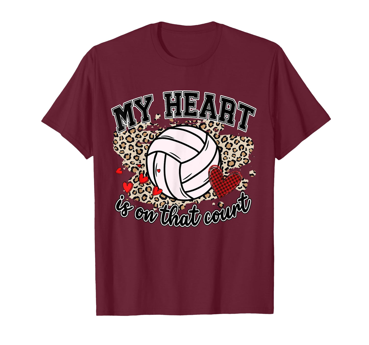 Leopard Volleyball Player My Heart's On That Court Game Day T-Shirt