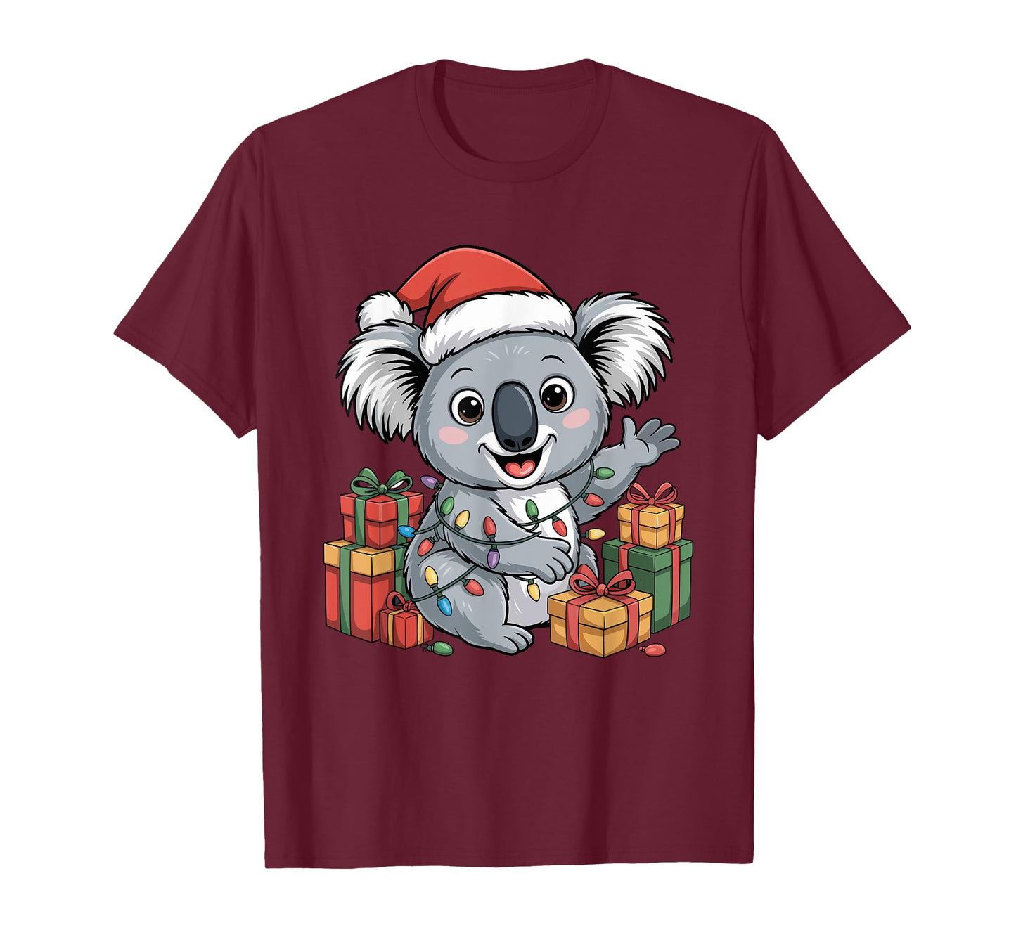 Funny Koala Santa Hat Animals Lovers Ugly Christmas Pajamas T-Shirt