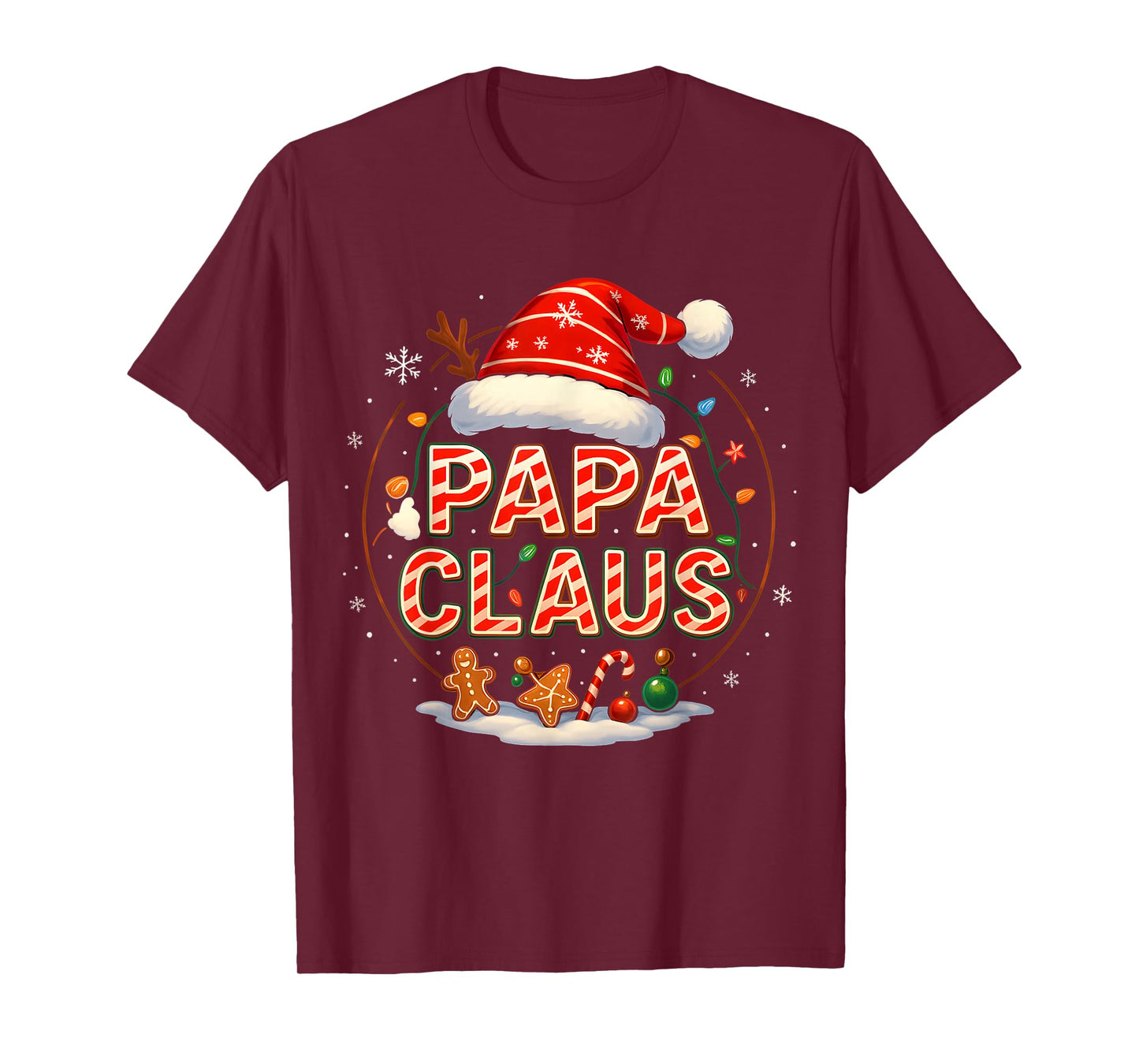 Papa Claus Christmas Lights Pajama Family Matching for Men T-Shirt