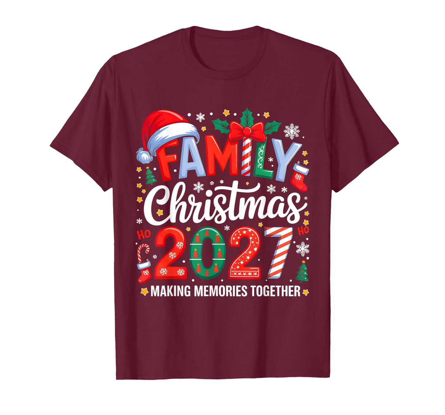 Family Christmas 2027 Squad Santa Elf Xmas Matching Costume T-Shirt