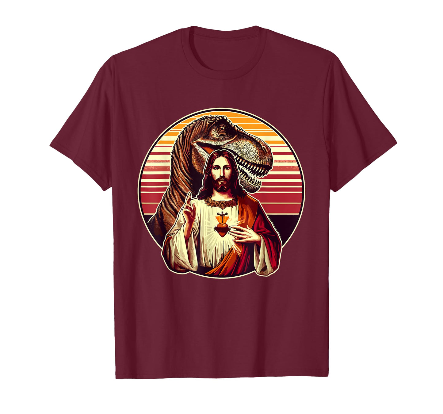 Jesus Christ and T-Rex Dinosaur T-Shirt