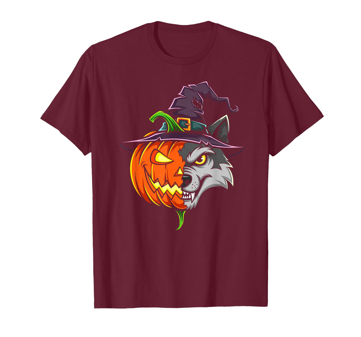 Wolf Pumpkin Jack O Lantern Halloween Kids Mens Womens T-Shirt