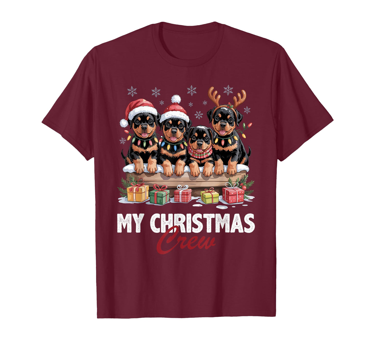 Rottweiler Christmas Crew Funny Dog Lovers Holiday Pajama T-Shirt