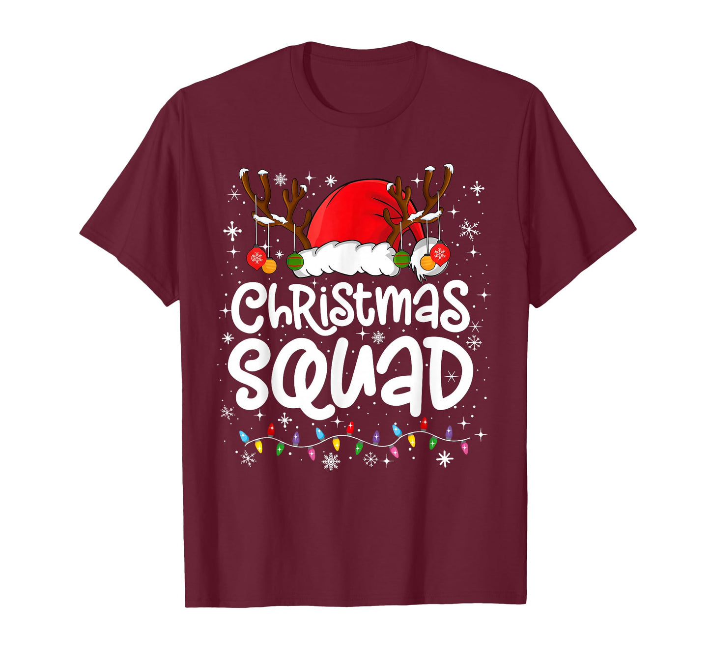 Christmas Squad Santa Xmas Lights Pajamas Snowflake Holiday T-Shirt