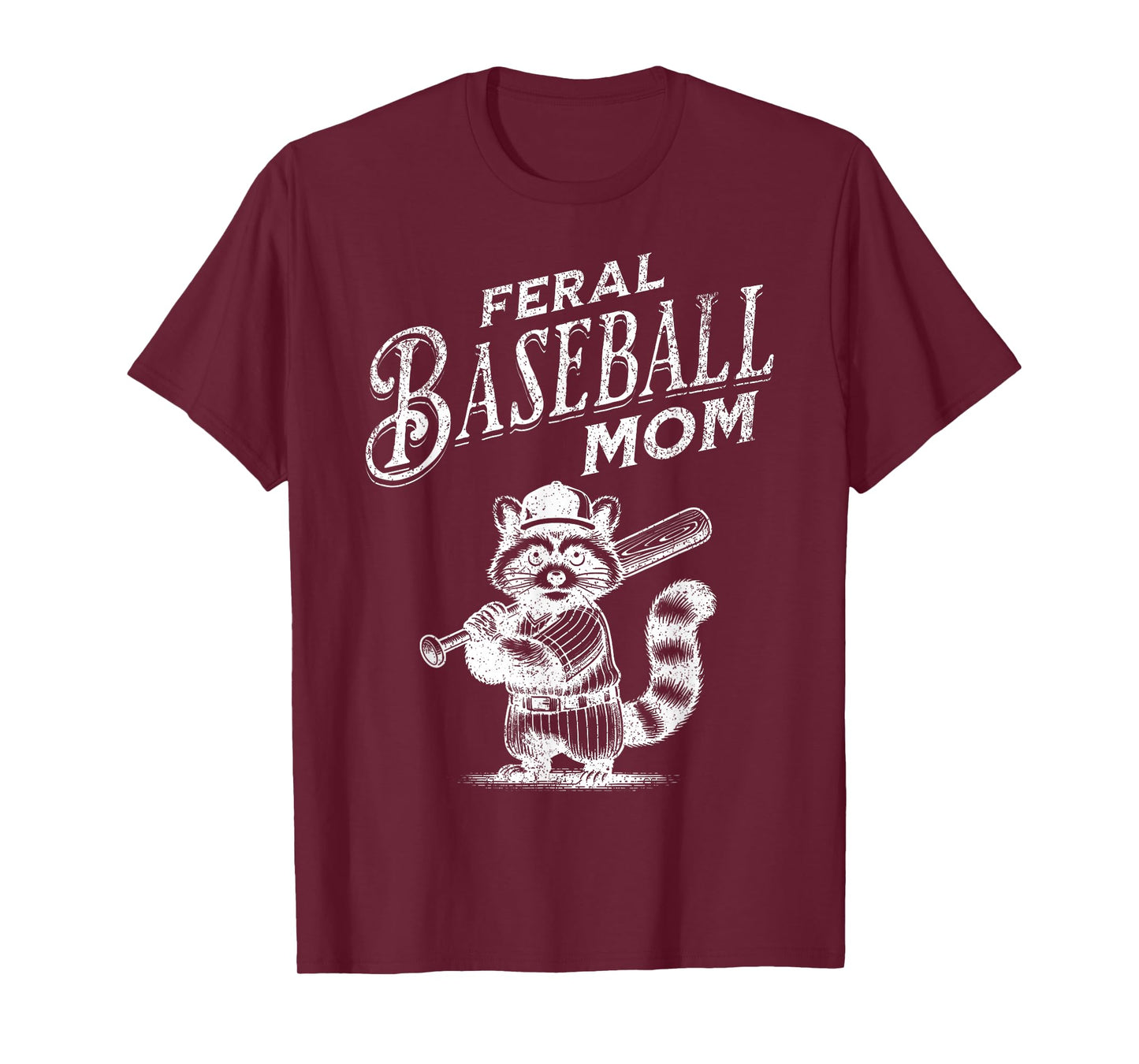 Retro Raccoon Feral Baseball Mom Trash Panda Sport Lover T-Shirt
