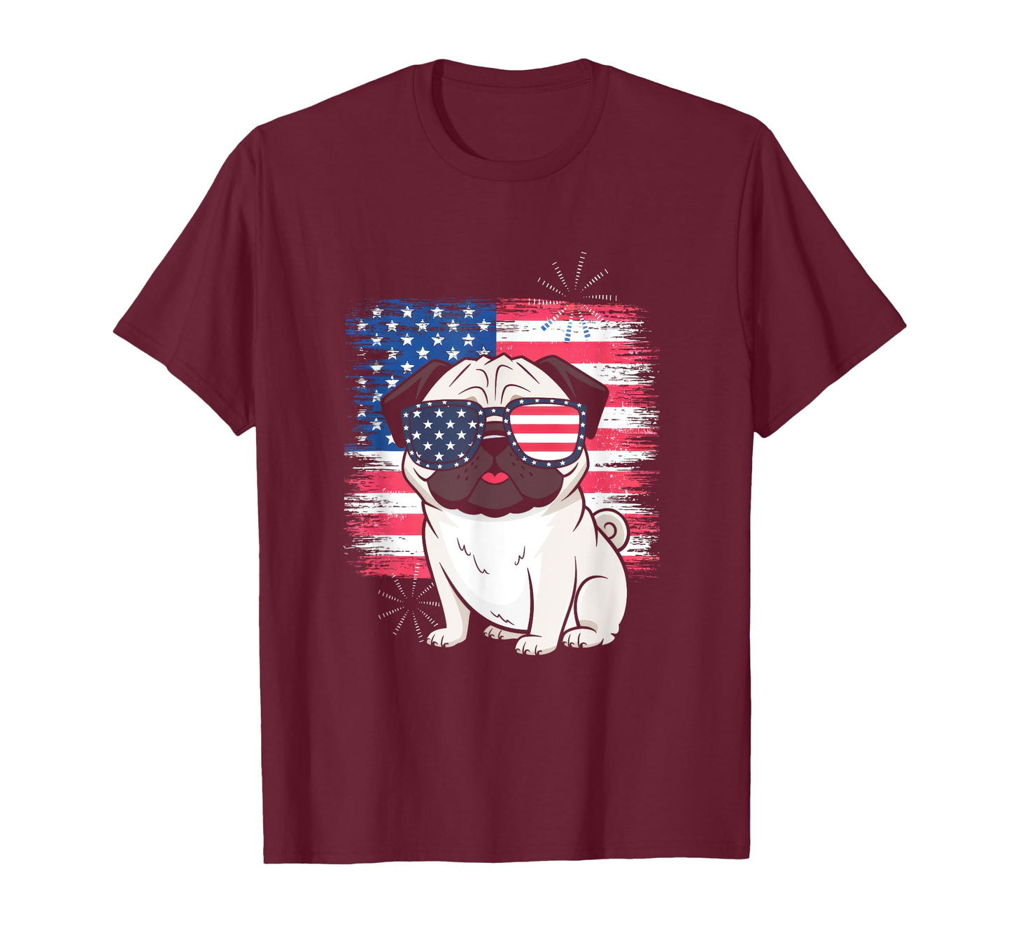 American Flag 4th Of July Pug Patriotic Holiday T-Shirt