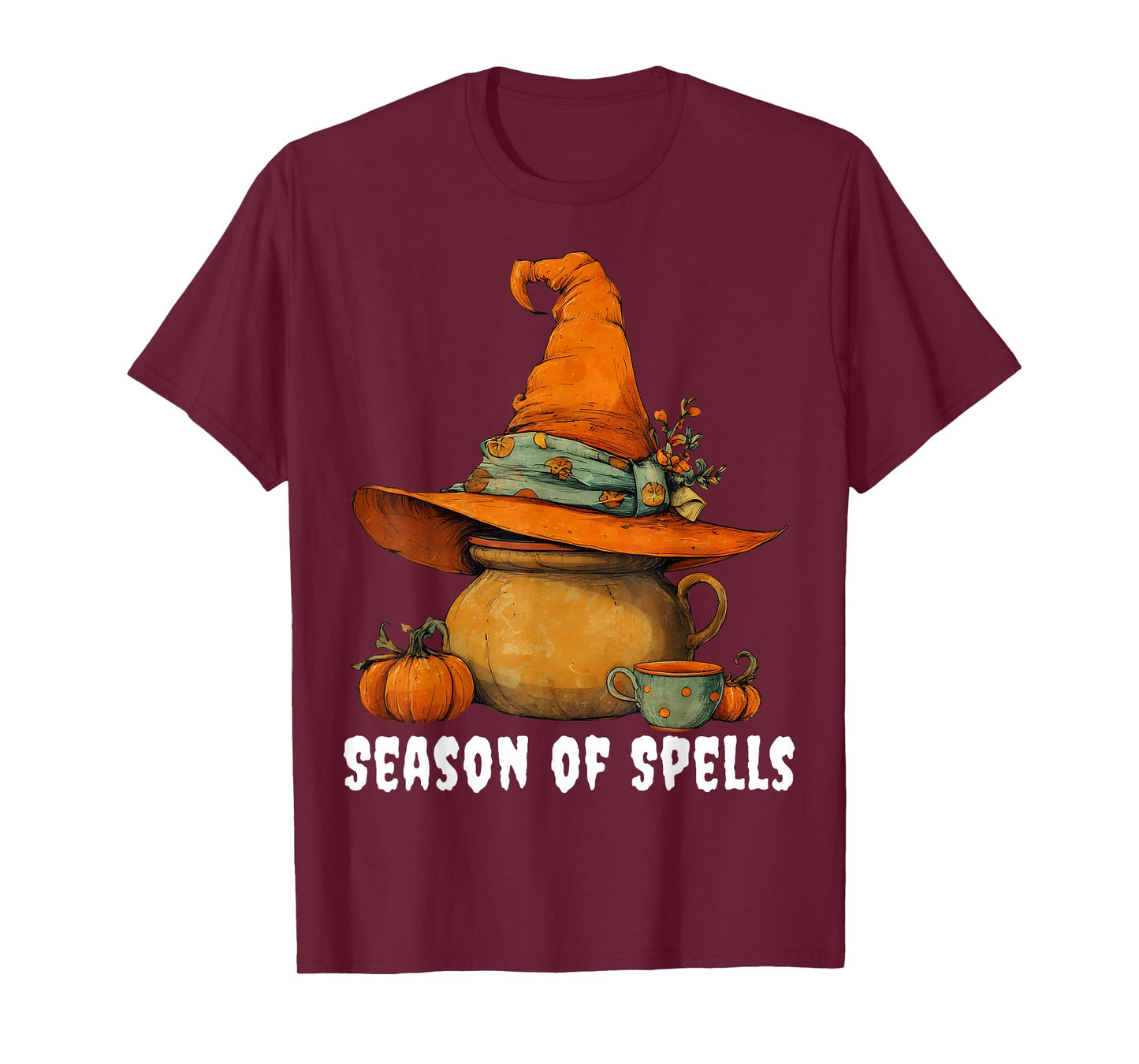 Season of Spells Witch Hat & Pumpkin Thanksgiving Halloween T-Shirt