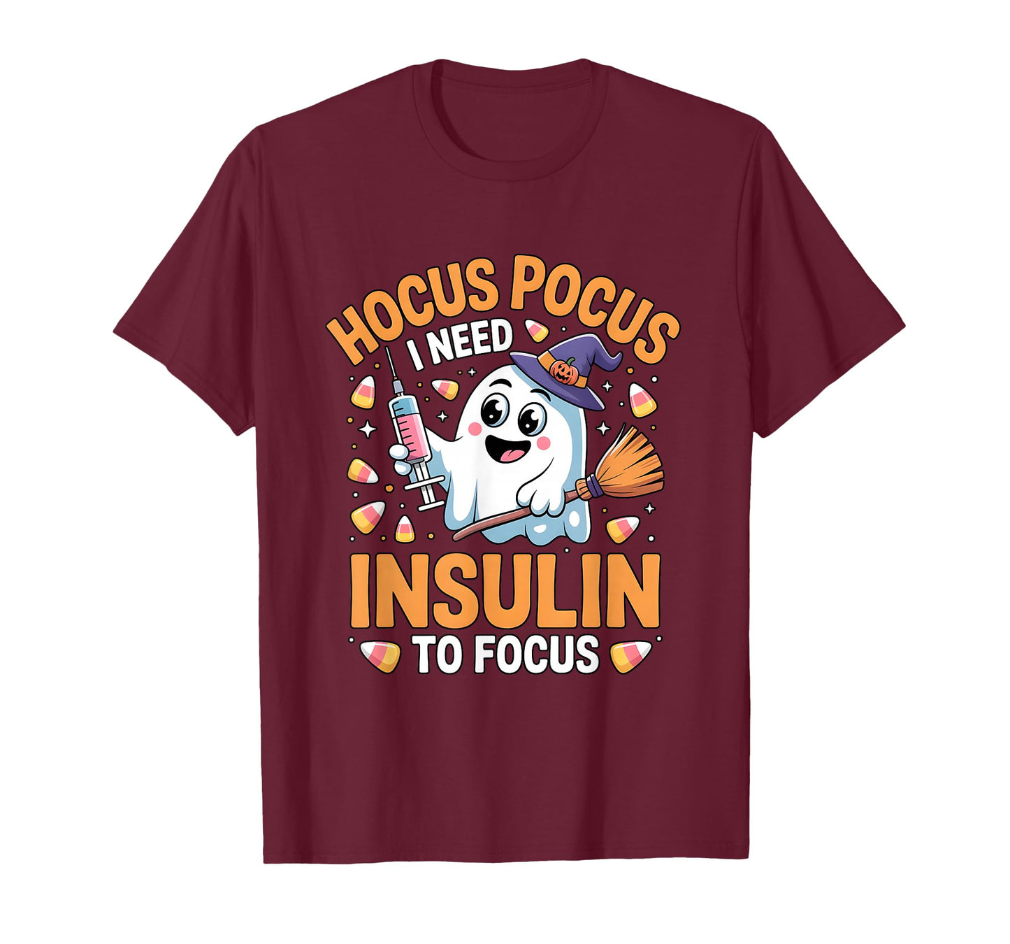 Funny Diabetes Halloween Hocus Pocus I Need Insulin to Focus T-Shirt