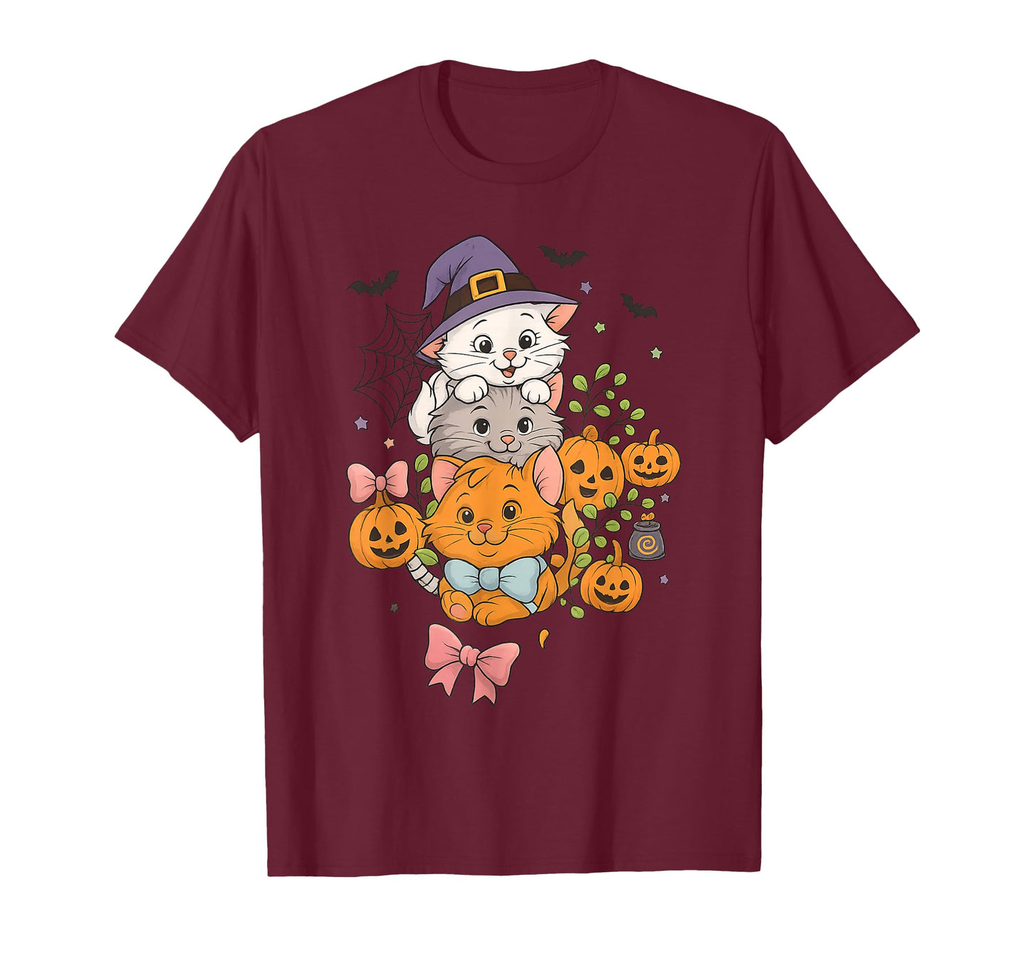 Cute Halloween Cats Kawaii Witch Kitty Pumpkin Cat Lovers T-Shirt