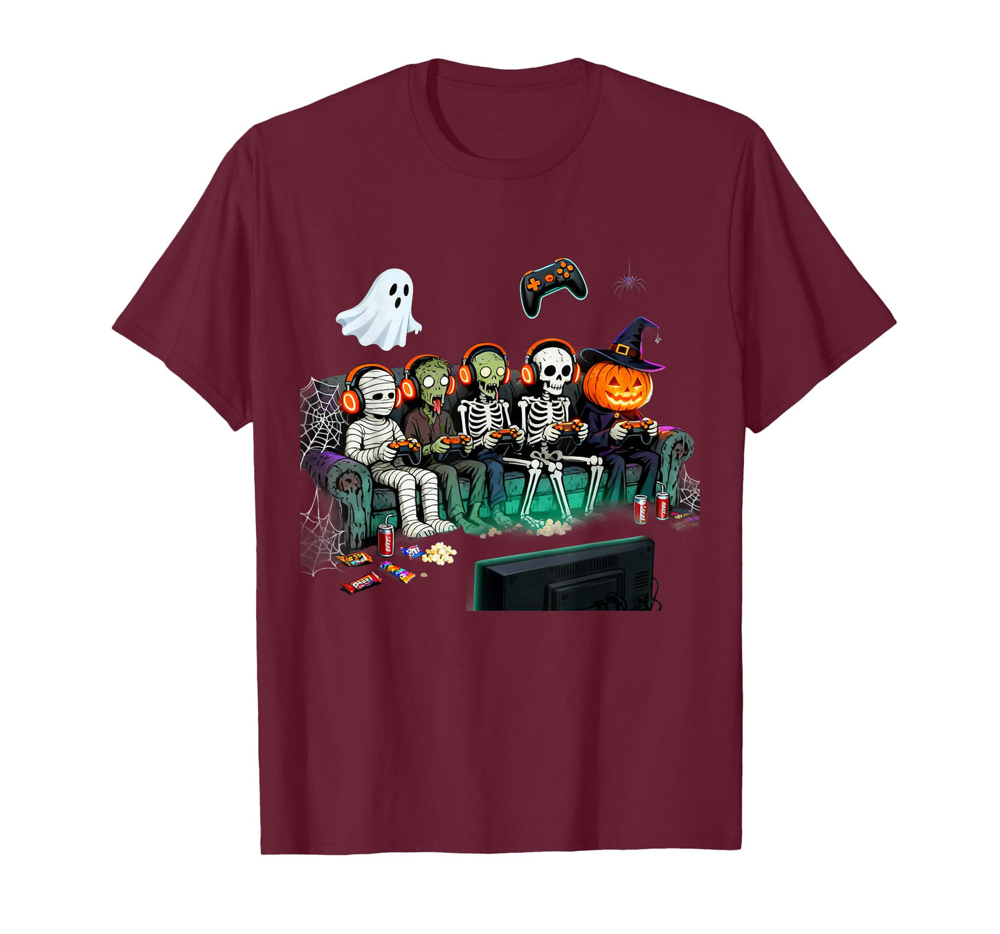 Halloween Boys Kids Gamer Dinosaur Skeleton Ghost Witch T-Shirt