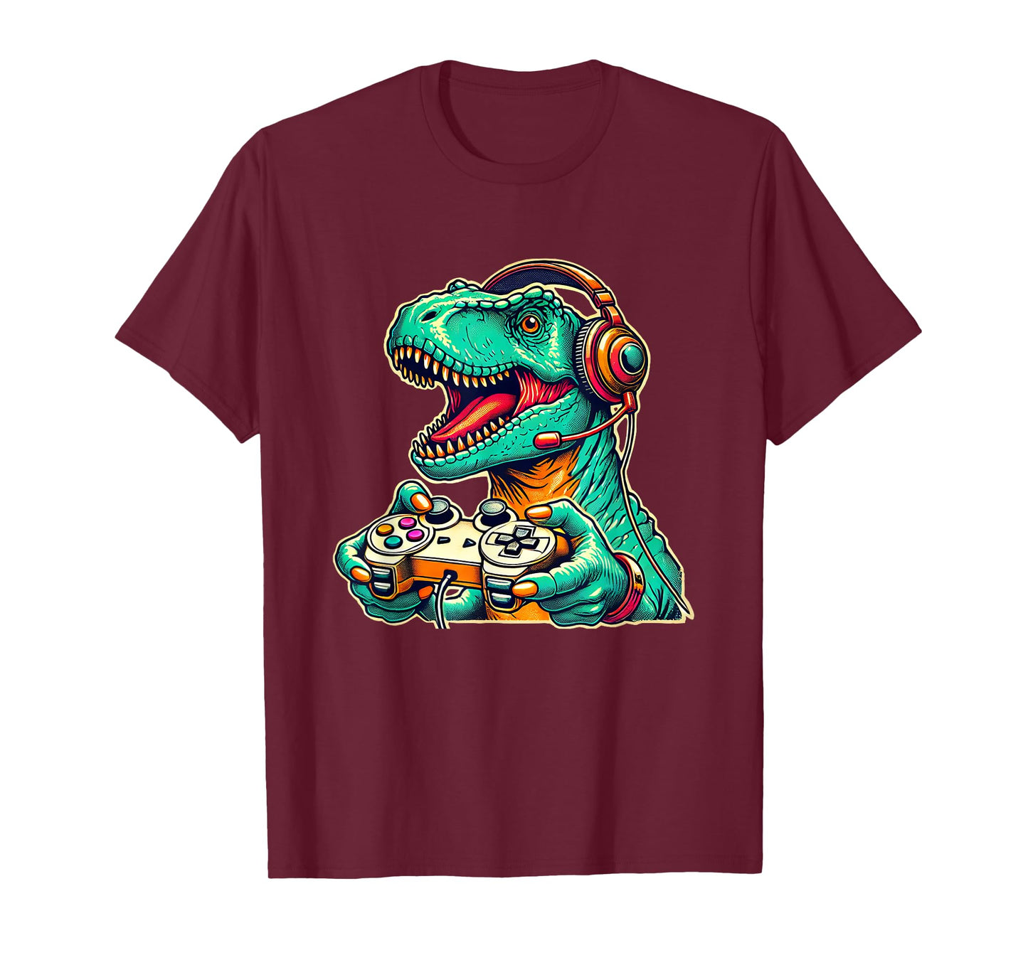 T-Rex Gaming with Headset Funny Dinosaur Gamer Graphic T-Shirt