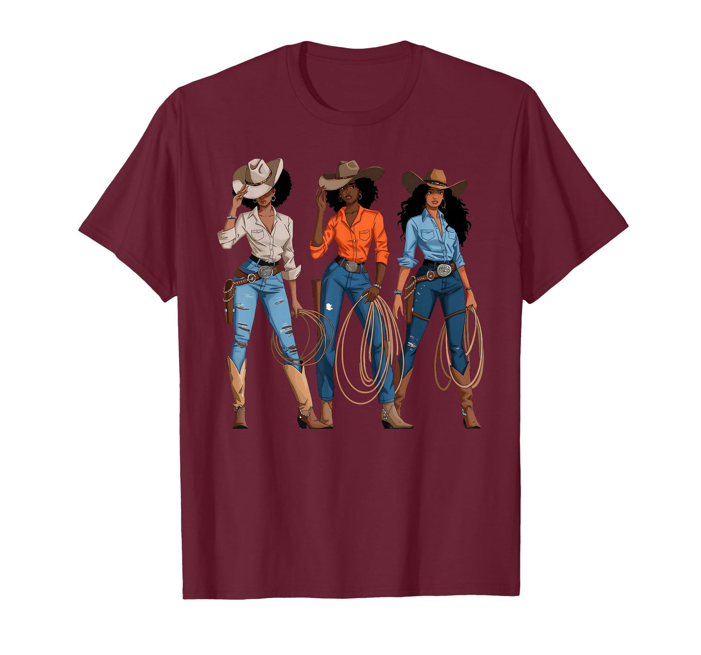 Black African American Cowgirl Western Country Rodeo T-Shirt