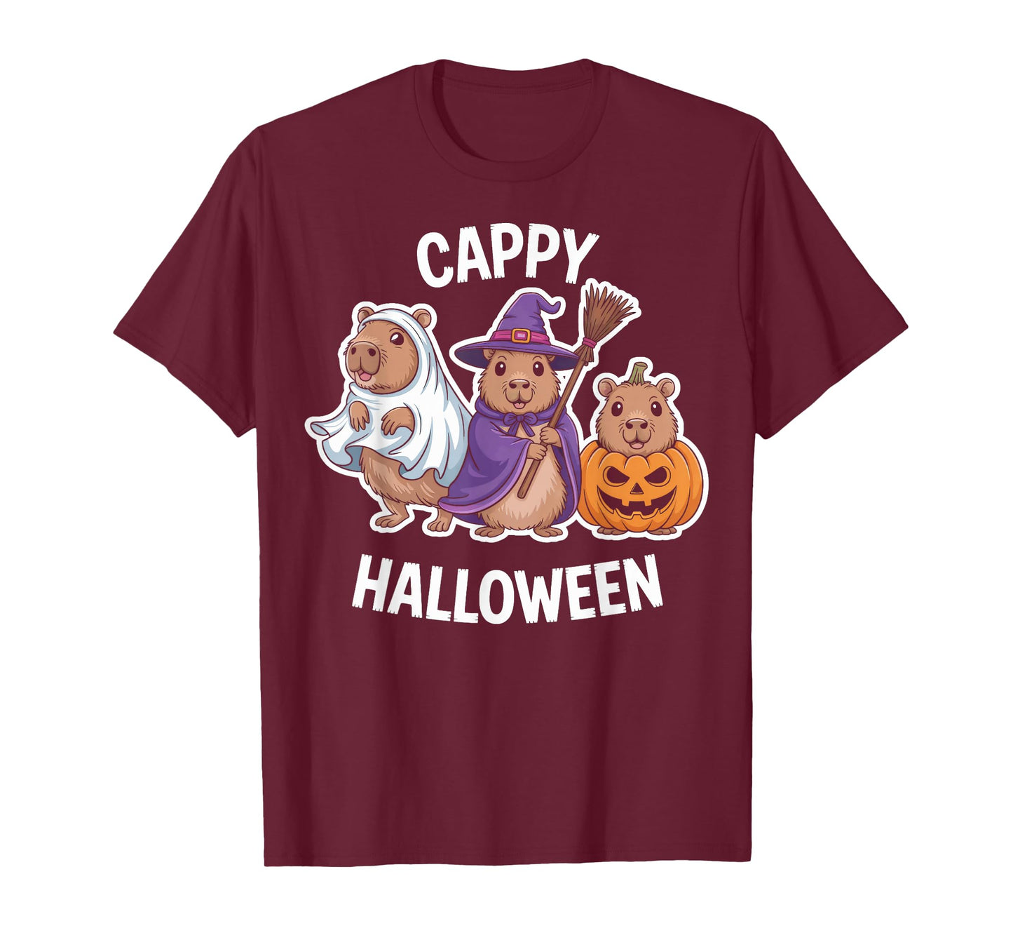 Cappy Halloween Capybara Witch Pumpkin Animal Themed Party T-Shirt