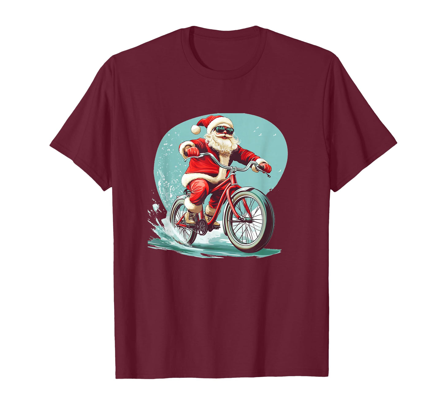 Sunglasses Santa with Bike Outfit for Biker and Cyclists T-Shirt