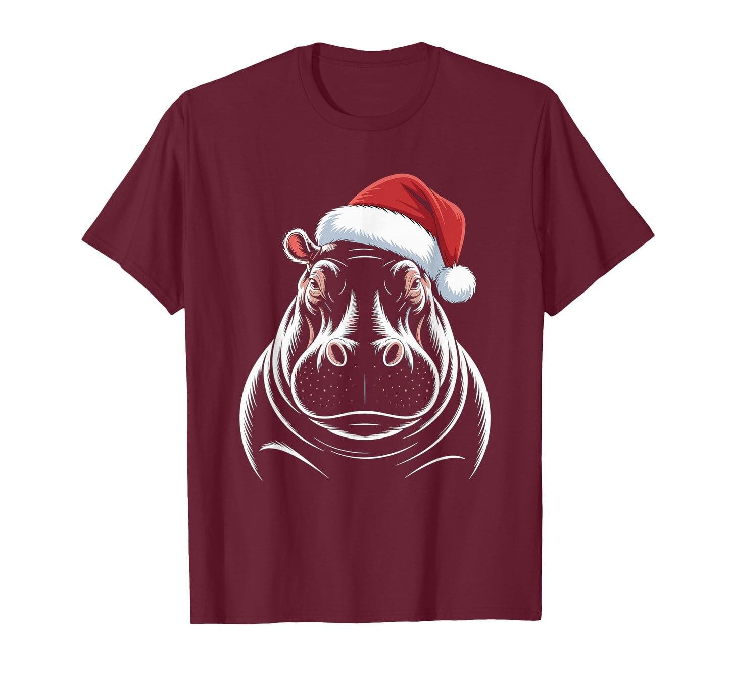 Hippopotamus Christmas Santa Hat Pajama Funny Hippo Xmas T-Shirt