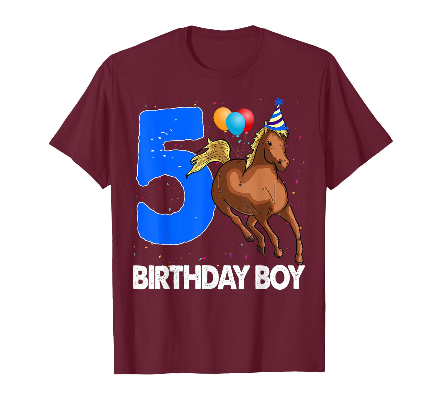 Birthday Boy 5 T-shirt Riding Rider Shirts Horse Love Party T-Shirt