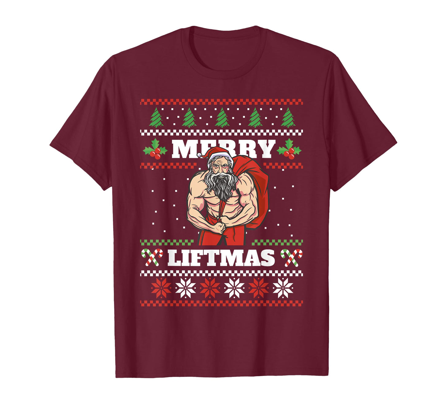Santa Claus Weightlifting Christmas Fitness Gym Xmas Men T-Shirt