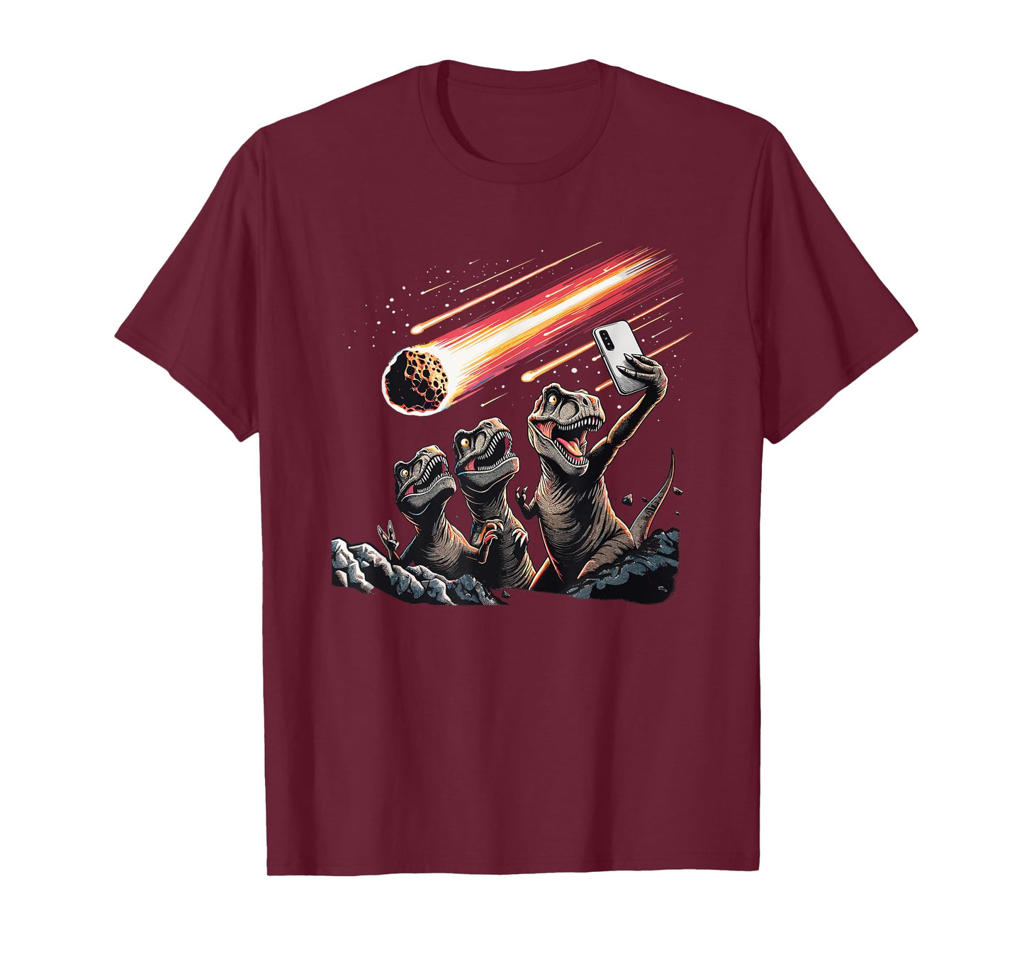 Dinosaur T-Rex Selfie Novelty Men Kids Women Funny Dinosaur T-Shirt
