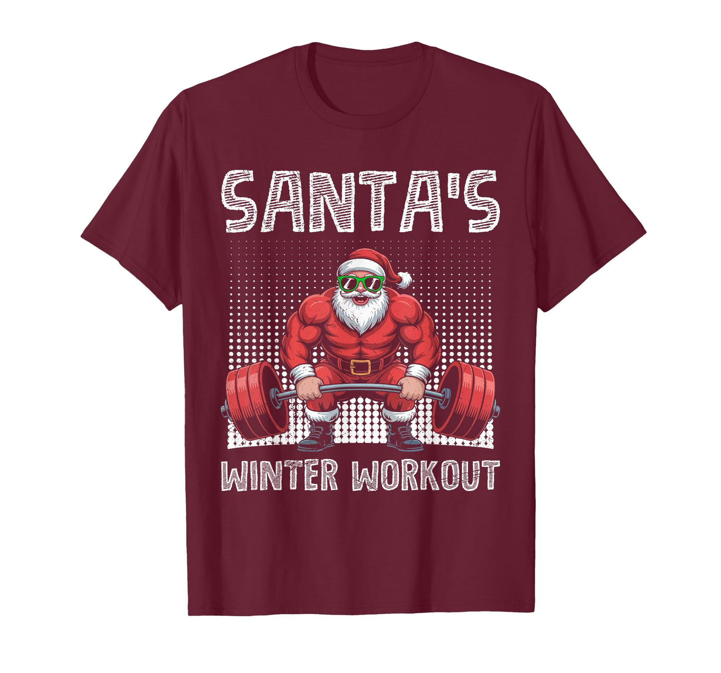 Santa's Winter Workout Weight Training Funny Gym T-Shirt