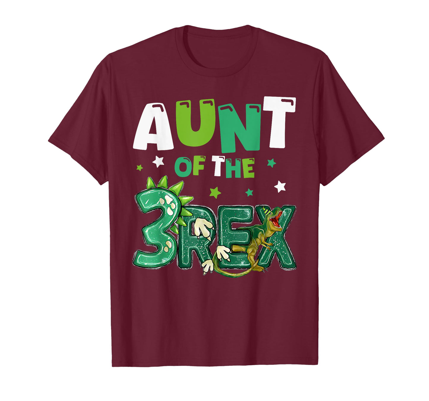 Aunt of the Three Rex Birthday Dinosaur Family Matching T-Shirt