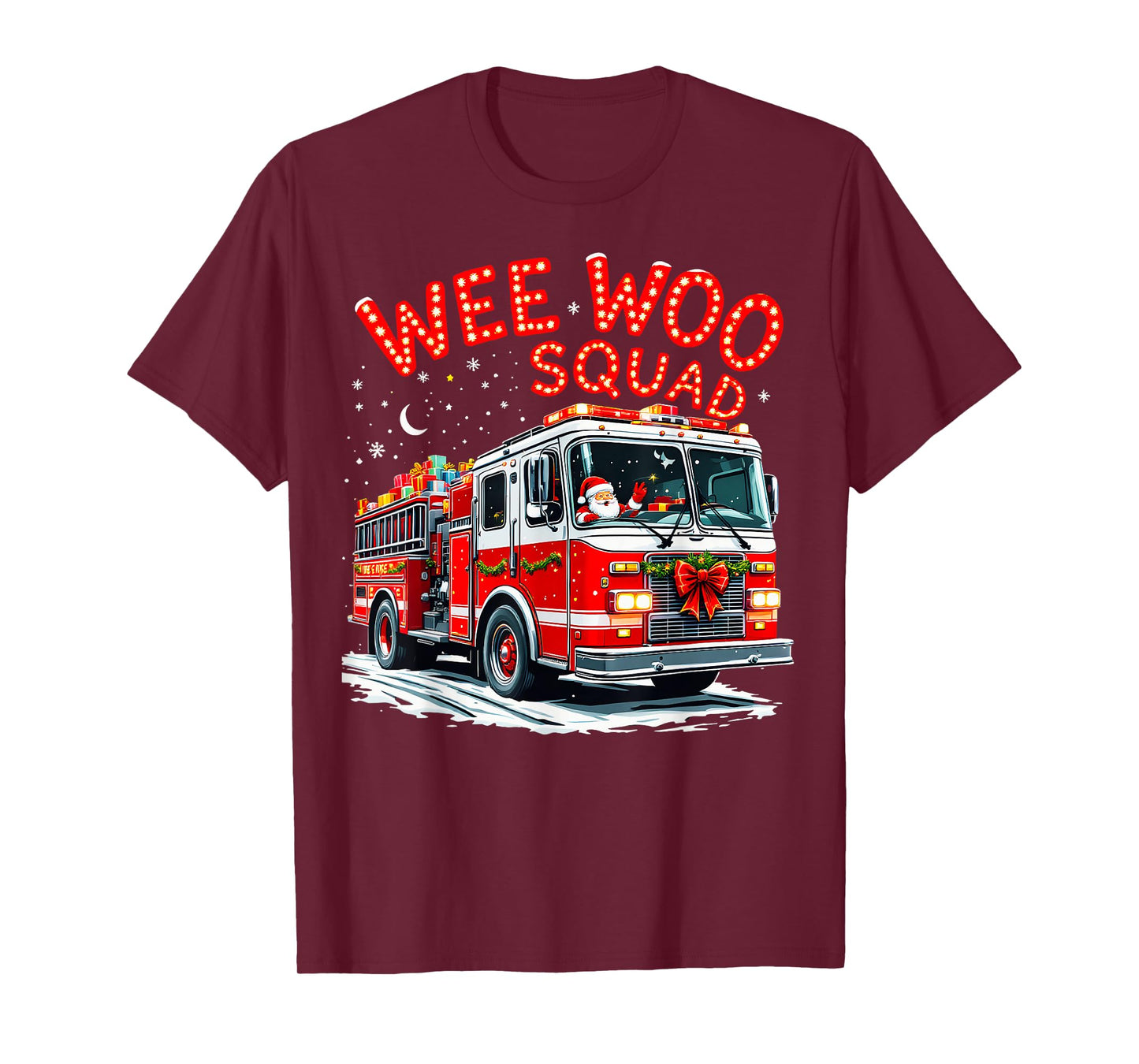 Wee Woo Squad Santa Firefighter Fire Truck Fireman Christmas T-Shirt