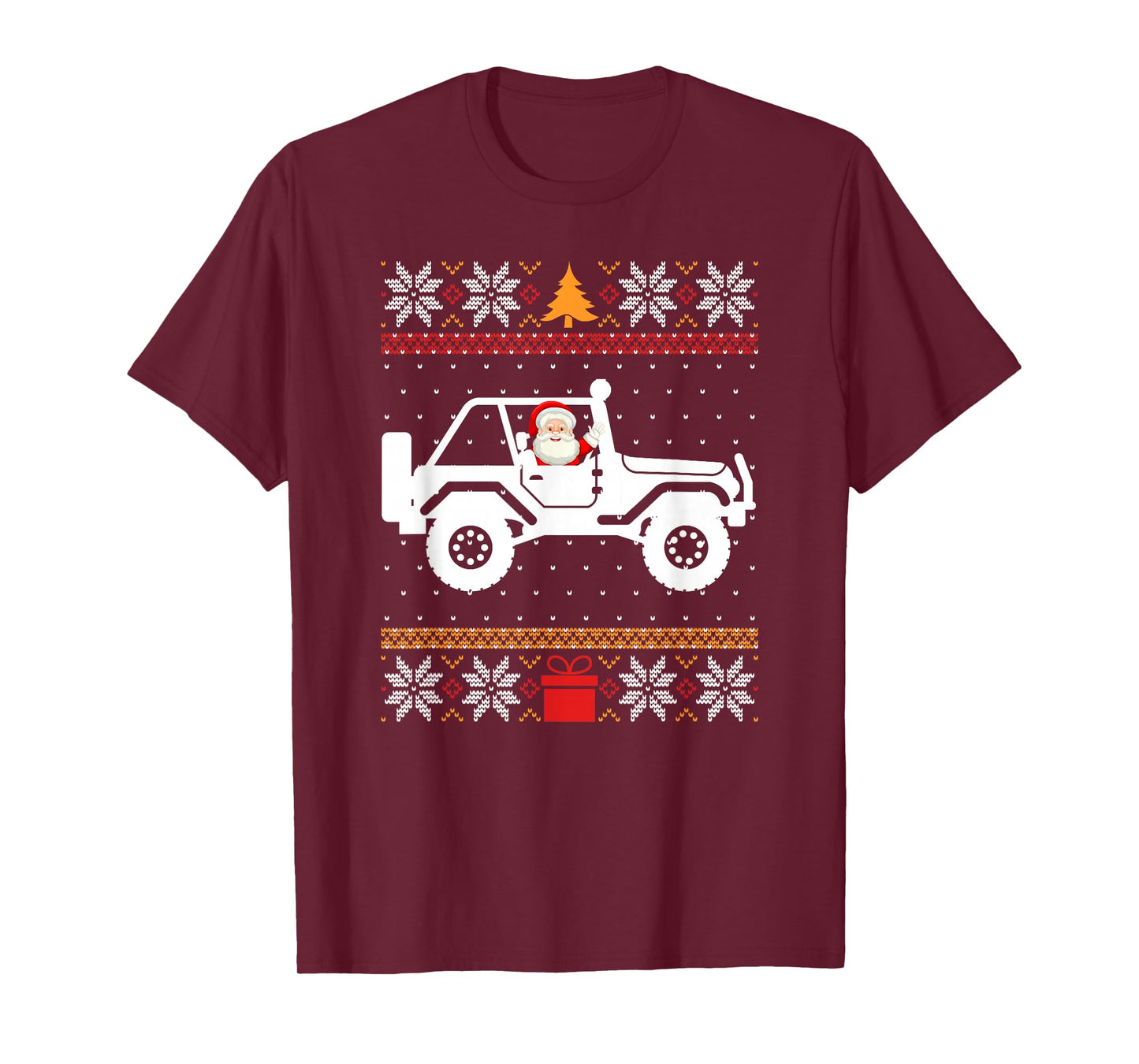 Santa On The 4x4 Offroad Vehicle Ugly Xmas Sweater T-Shirt