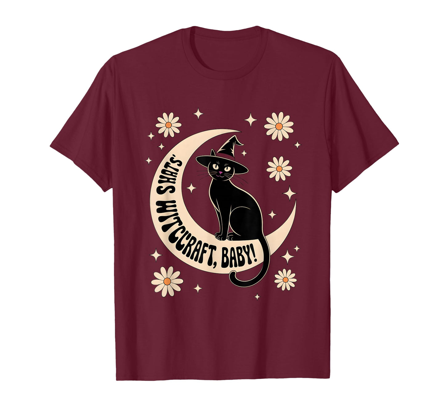 Witchcraft Baby Retro Cat Halloween T-Shirt