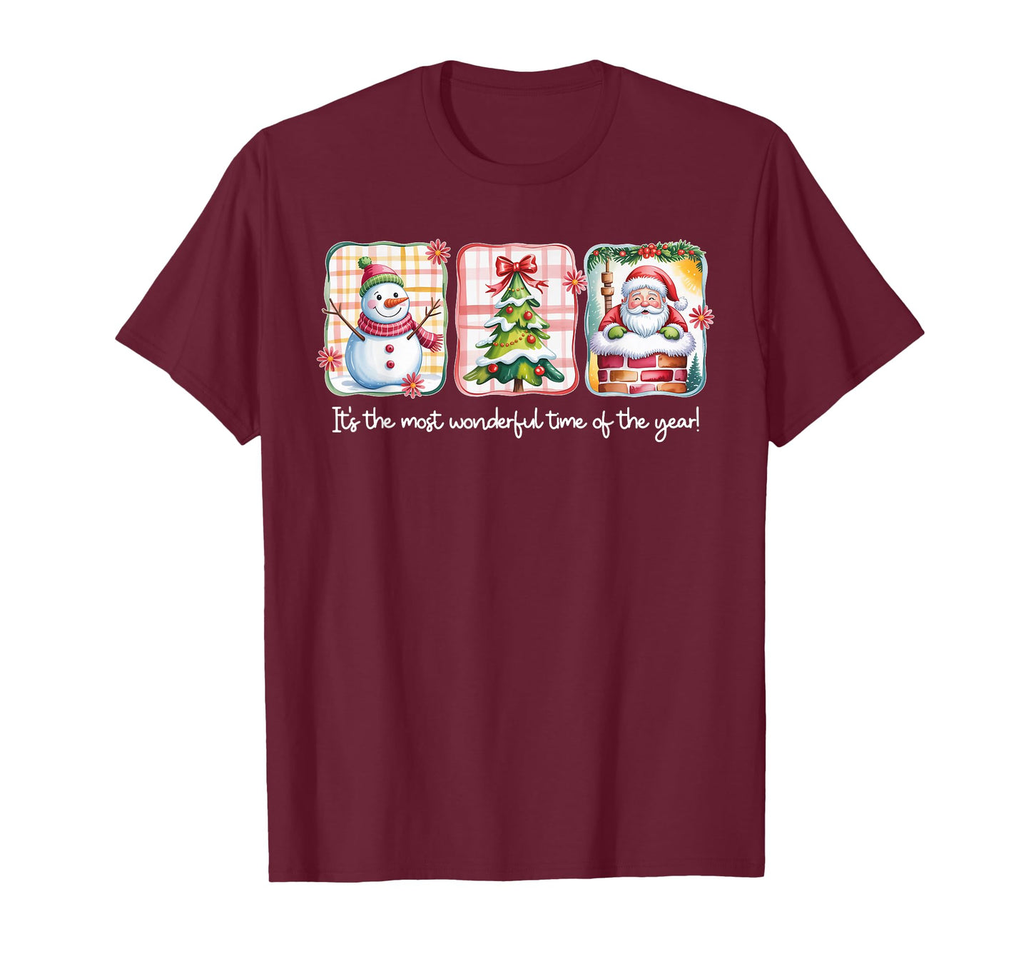 Christmas The Most Wonderful Time of The Year Plaid Snowman T-Shirt