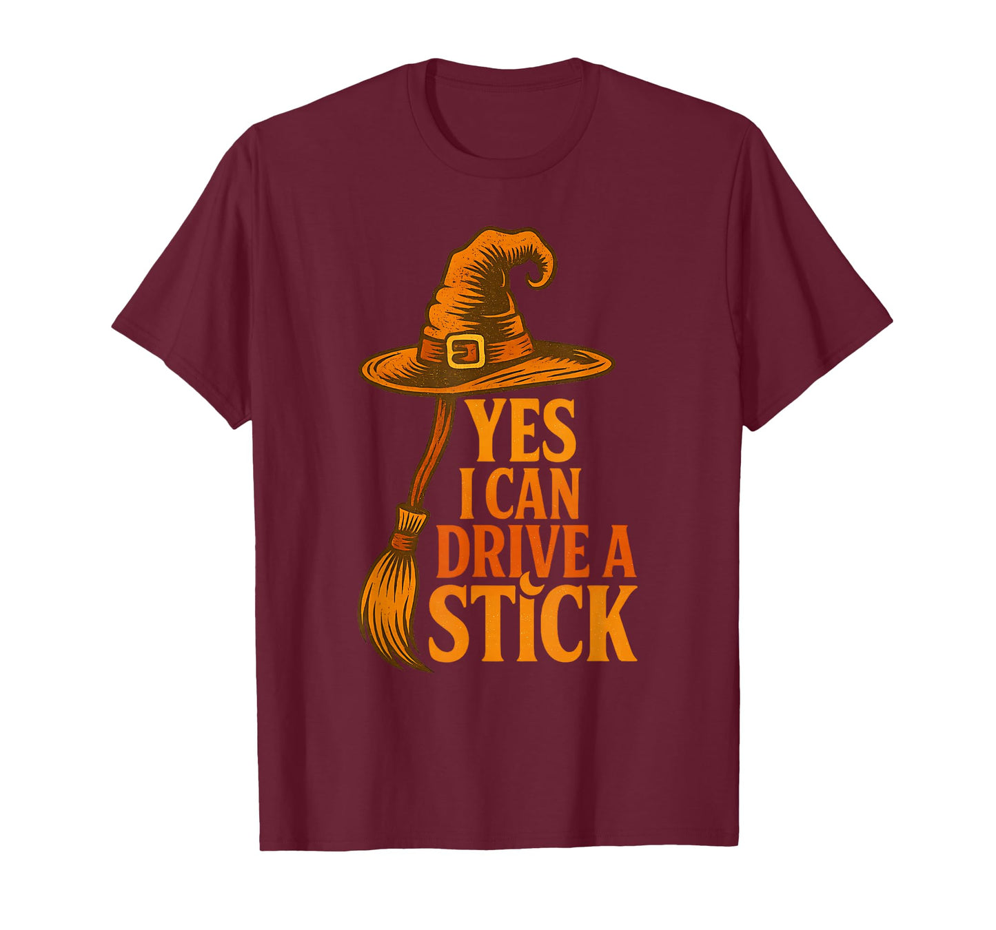 I Can Drive a Stick Witch Hat Funny Halloween Costume T-Shirt