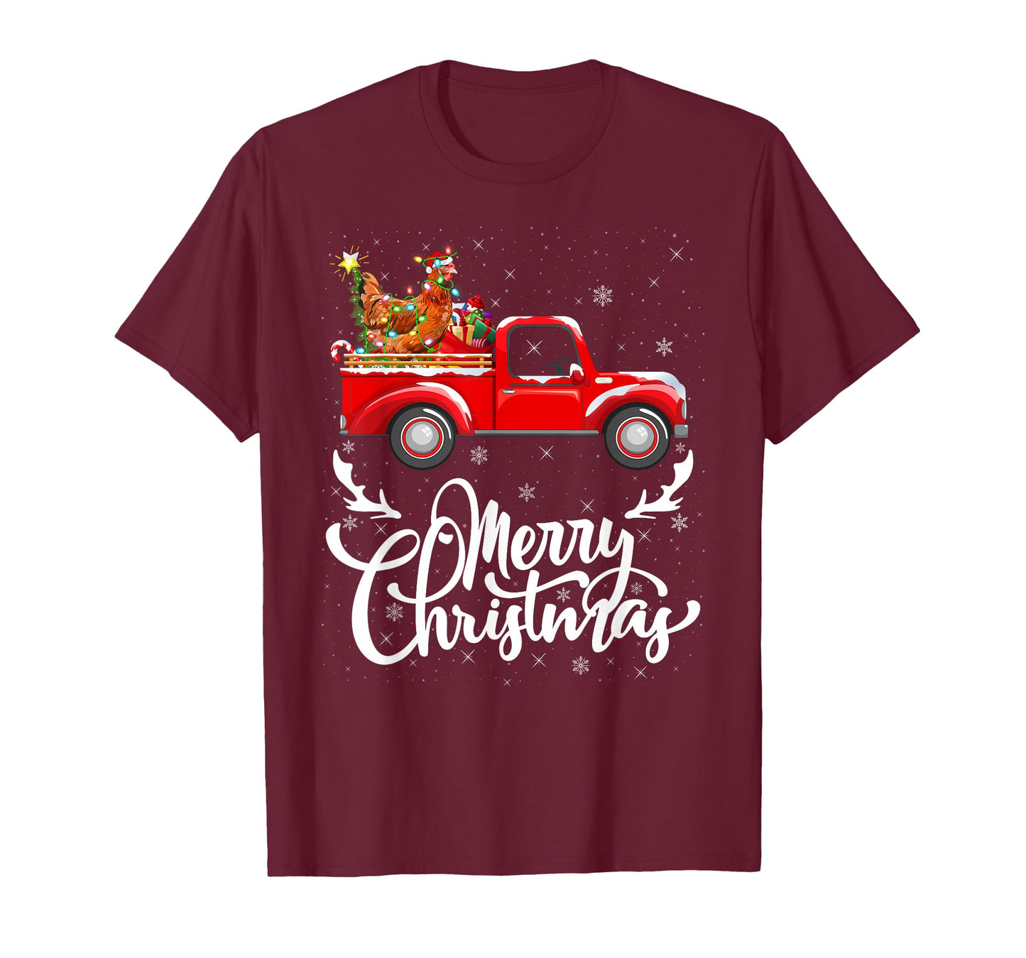 Chicken Christmas Tree Red Truck Xmas Pajamas Christmas T-Shirt
