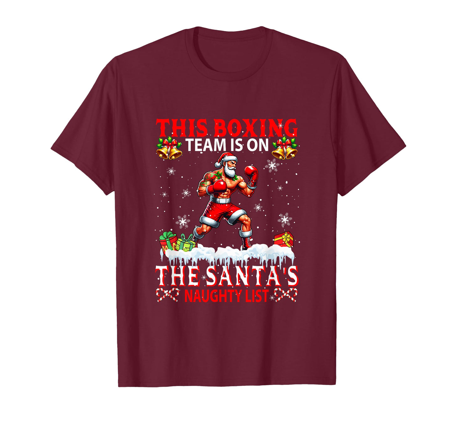 Boxing Team is On Santa's Xmas Naughty List Funny Player T-Shirt