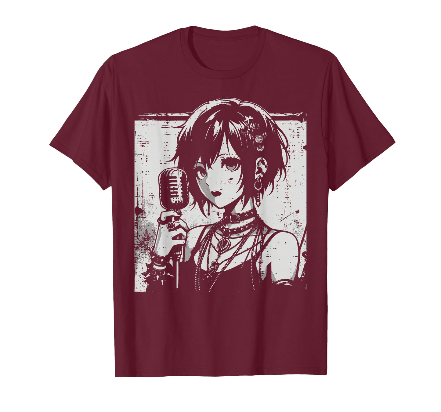 Anime Punk Girl Singing Japanese Manga Goth Women Men Kids T-Shirt