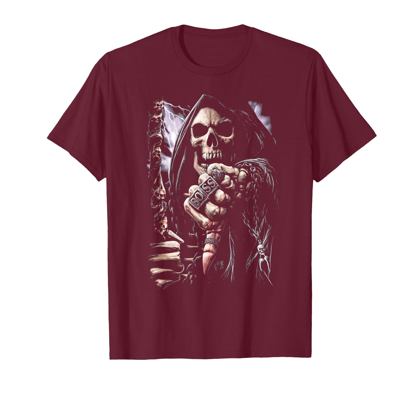 Scary Grim Reaper Boss Ring Death Skeleton Skull Halloween T-Shirt