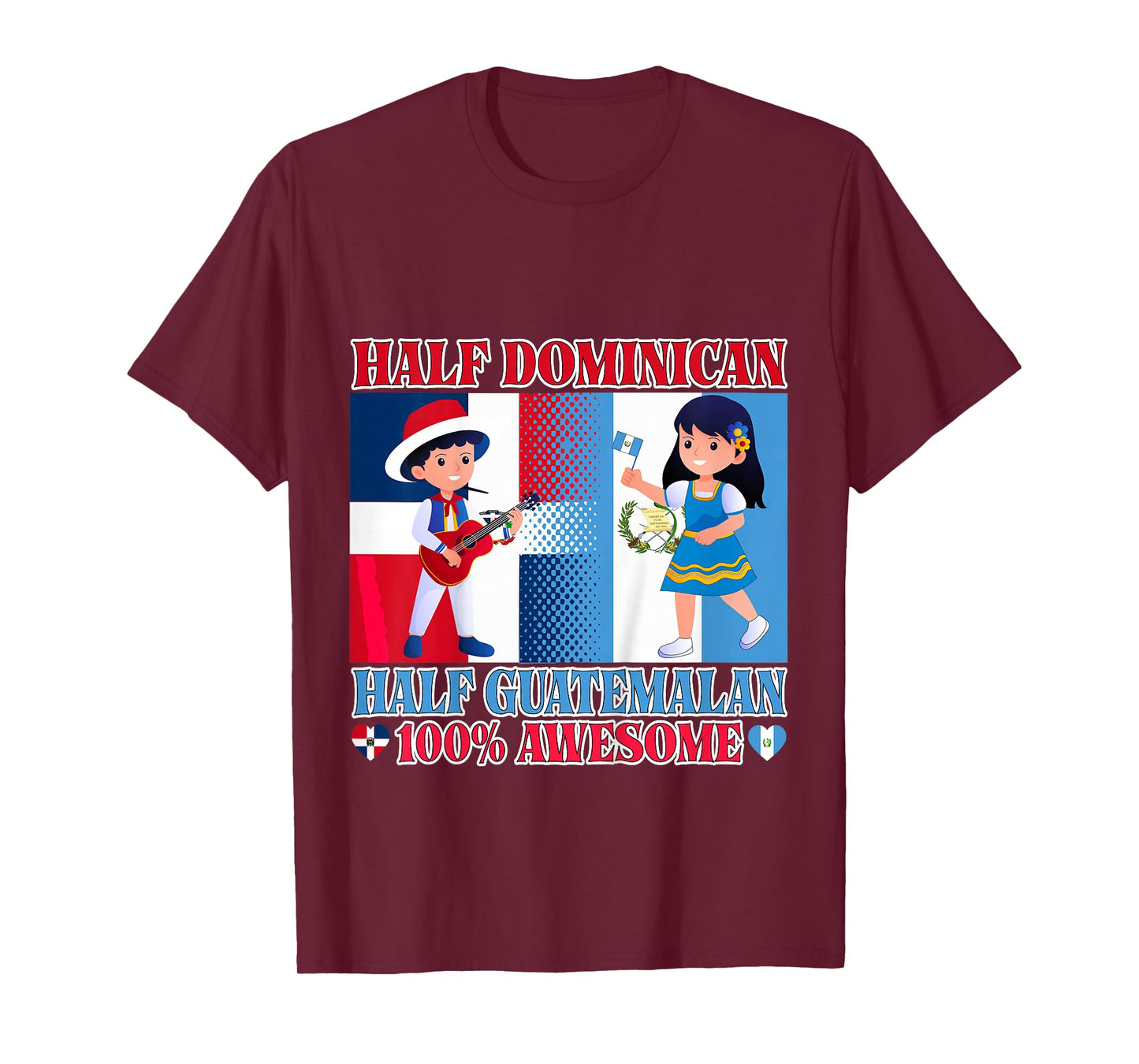 Half Guatemalan Half Dominican Republic Flag Toddler Girls T-Shirt