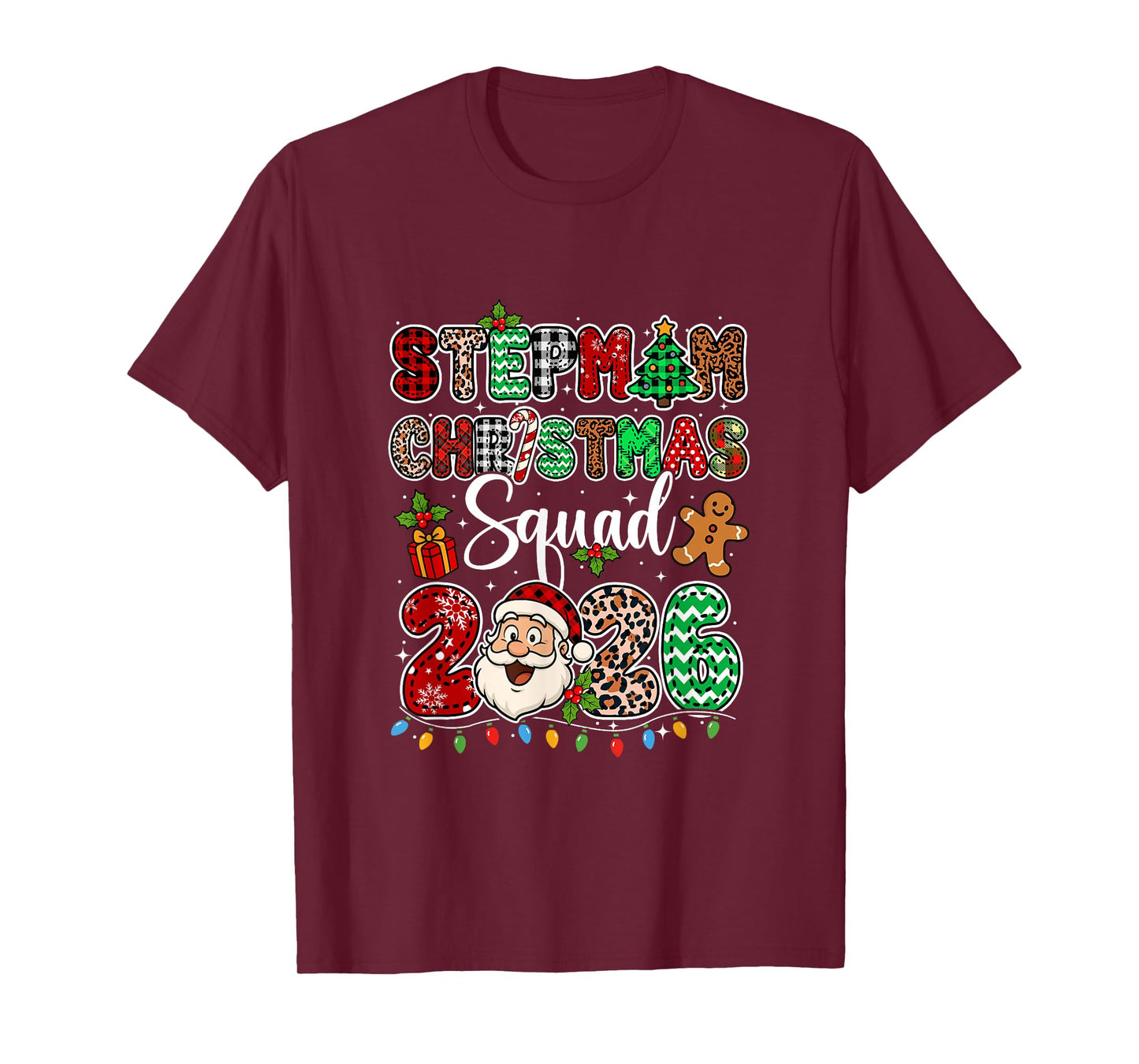 Stepmom Christmas Crew 2026 Leopard Funny Santa Family Group T-Shirt
