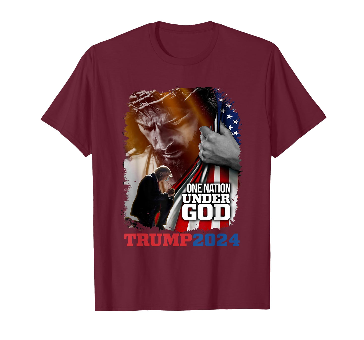 One Nation Under God President Trump 2024 America Christian T-Shirt